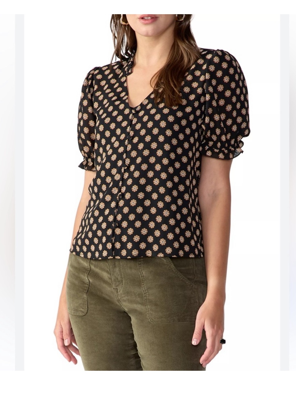 Sanctuary “Fall Into You” V-Neck Puff Sleeve Top